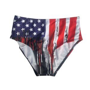 American Flag Swim Briefs Boys 9Y Red White Blue New WOT USA Patriotic